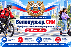 Безопасность на дорогах — ответственность каждого: Госавтоинспекция Южного административного округа города Москвы проведёт профилактическое мероприятие «Велокурьер. СИМ».